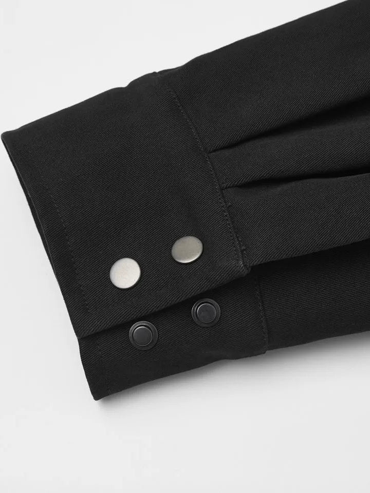 "Notch Lapel Velvet-Feel" Gun-Flap Peak Lapel Cotton Twill Workwear Jacket