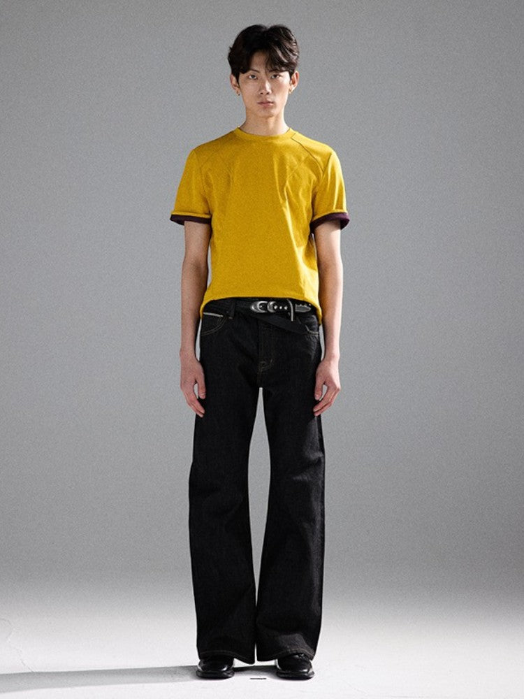 Dual-Color Racing-Inspired Short-Sleeve Shirt