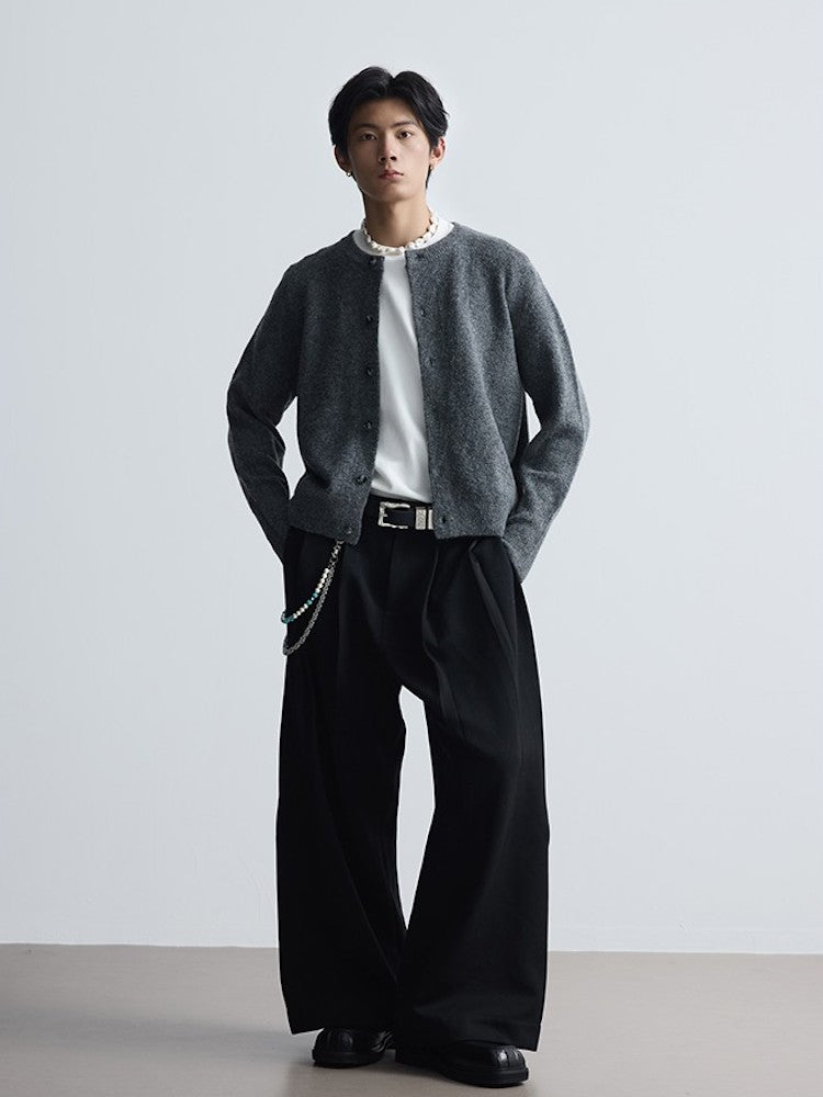 Wool Blend Button-Up Cardigan
