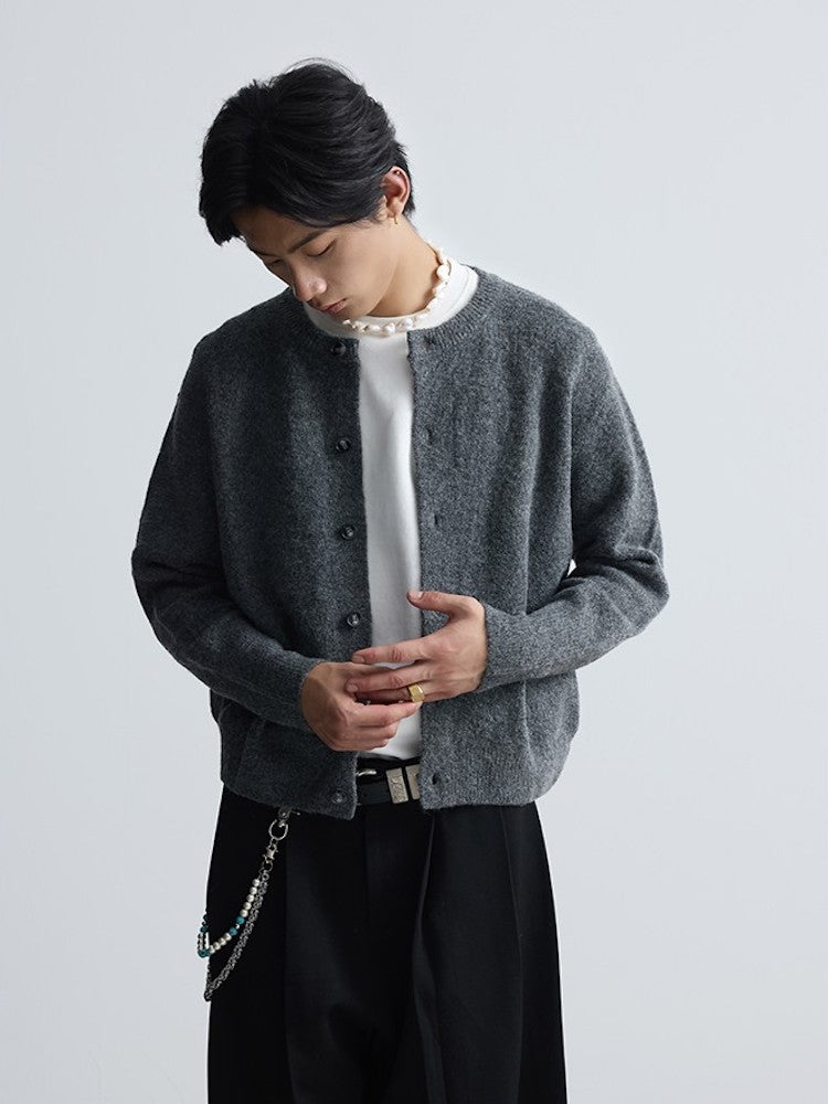 Wool Blend Button-Up Cardigan