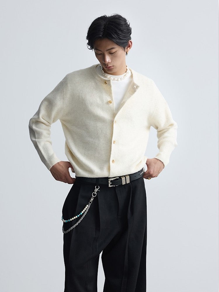 Wool Blend Button-Up Cardigan