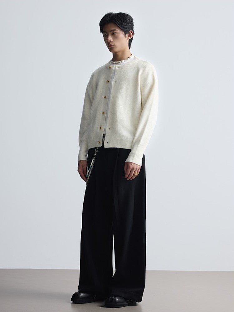 Wool Blend Button-Up Cardigan