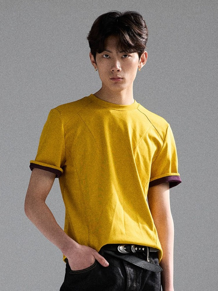 Dual-Color Racing-Inspired Short-Sleeve Shirt