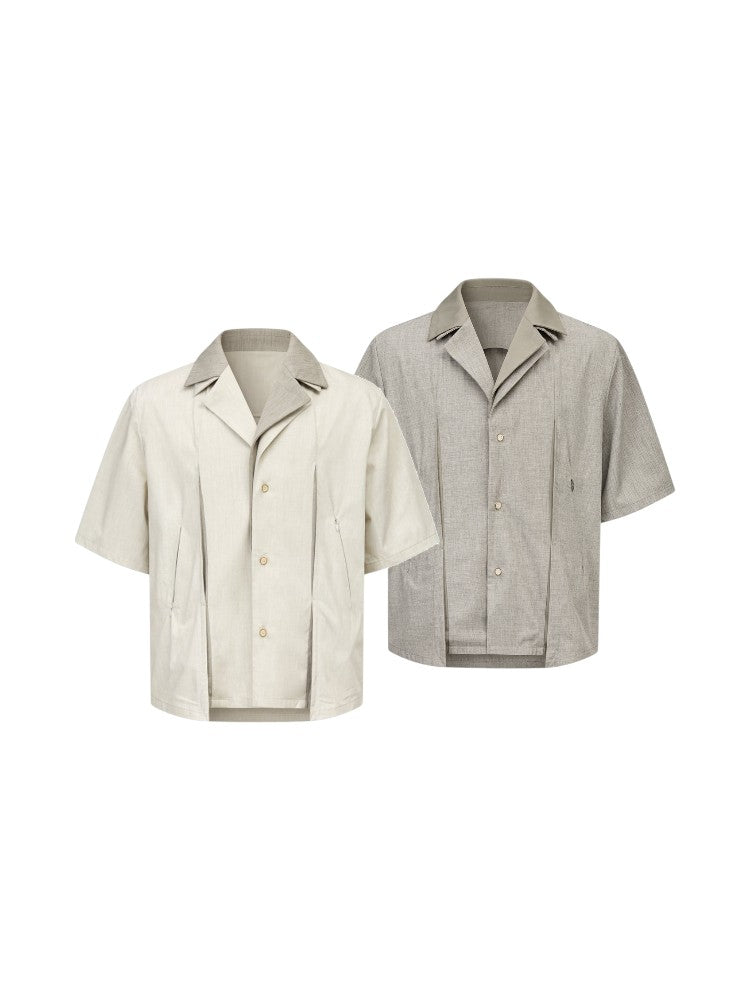 Deconstructed Geometric Acetate Wool Shirt