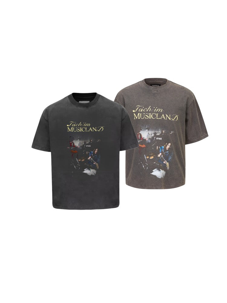 Band Printed Short-Sleeve Shirt