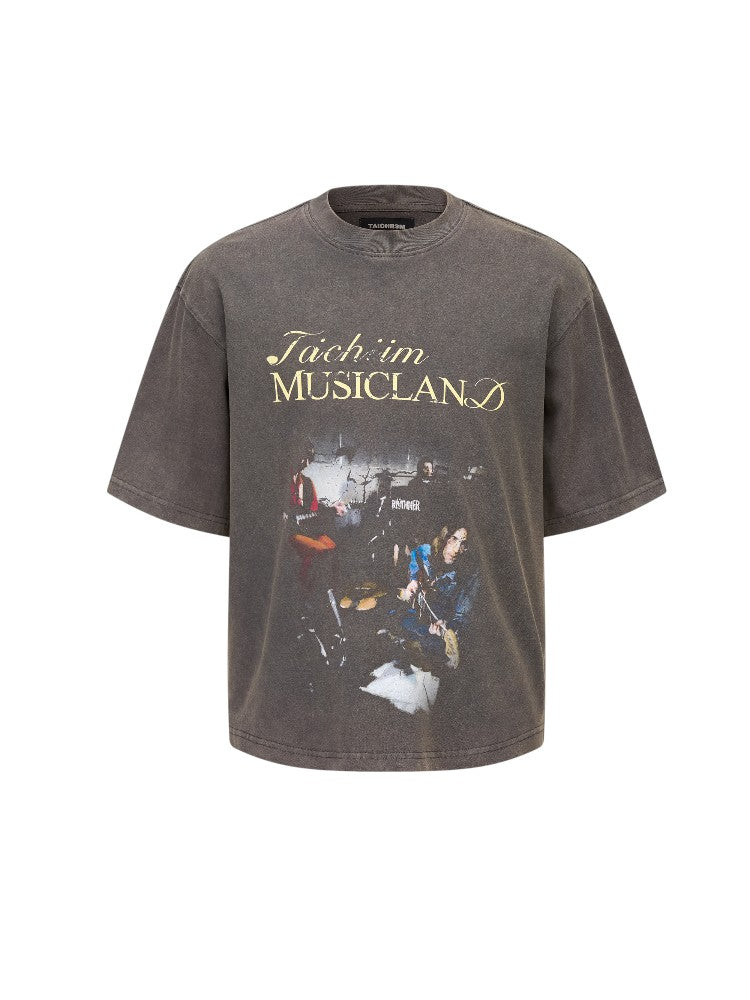 Band Printed Short-Sleeve Shirt